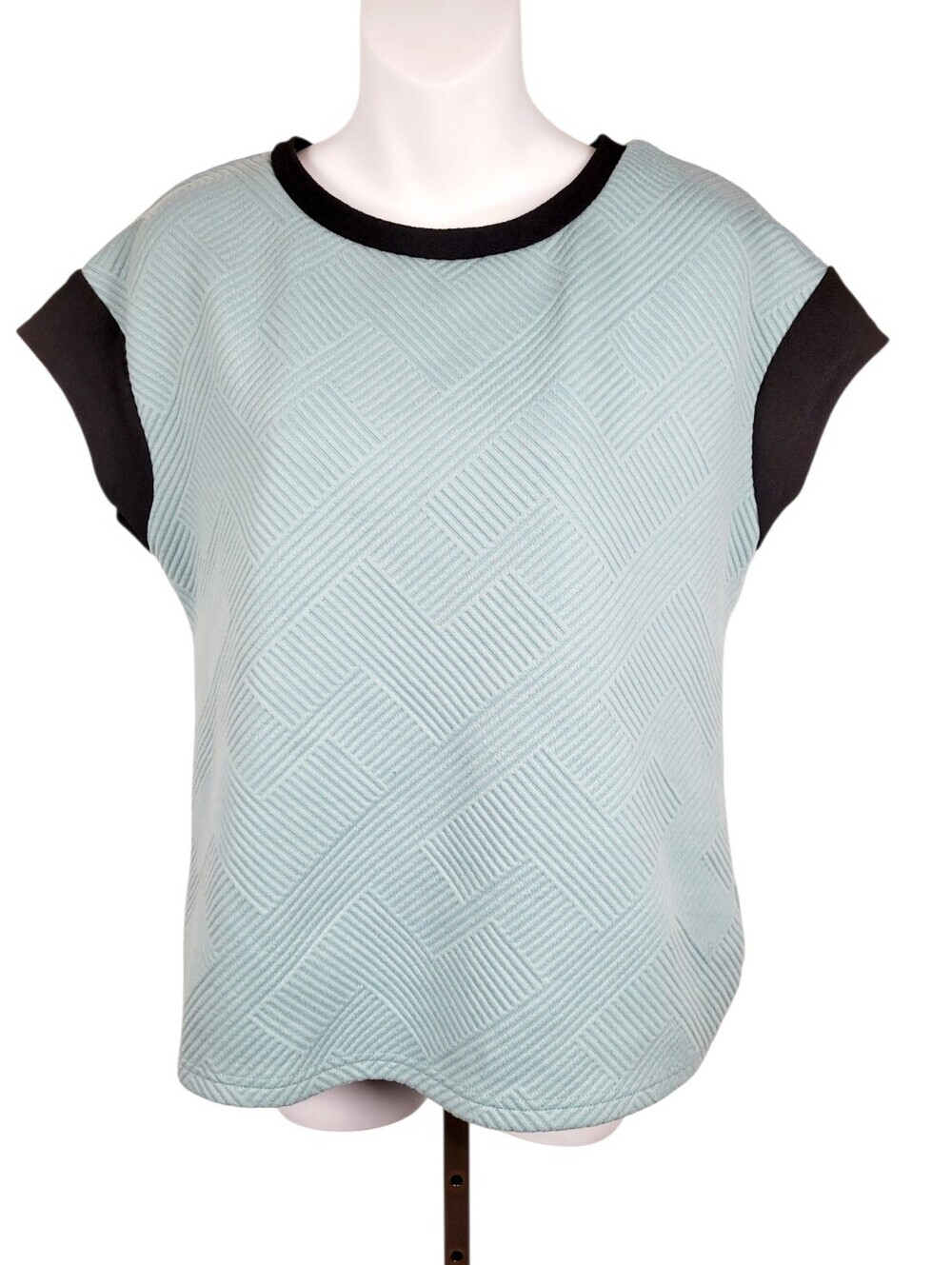 2/$20 Shein Turquoise Blue & Black Sleeveless Top Blouse Size: M